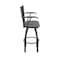 Holland Bar Stool Co Jackie with Arms 30 in. Swivel Bar Stool with Black Wrinkle Finish and Graph Coal Seat 415 - alternate 5